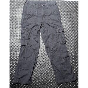 American Eagle Mens Cargo Pants Gray Stretch Utility Straight Leg Size 6 Short